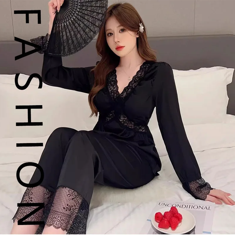 French pajamas women's spring and autumn new long-sleeved trousers two-piece set summer sweet and cute style loungewear with che
French pajamas women's spring and autumn new long-sleeved trousers two-piece set summer sweet and cute style loungewear with che