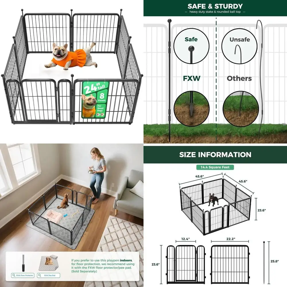 Вольер для собак из 8 секций, для использования в помещении и на улице, высота 24 дюйма, подходит для мелких собак и щенков, черный
Вольер для собак из 8 секций, для использования в помещении и на улице, высота 24 дюйма, подходит для мелких собак и щенков, черный