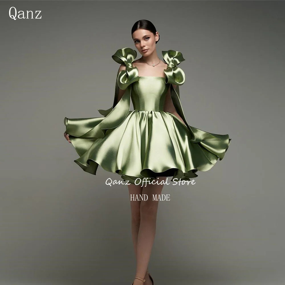 Qanz Short Vestidos De Graduaciones Mujer Juvenil Bow Straps Green Satin Mini Cocktail Dresses Customized Homecoming Dress
Qanz Short Vestidos De Graduaciones Mujer Juvenil Bow Straps Green Satin Mini Cocktail Dresses Customized Homecoming Dress