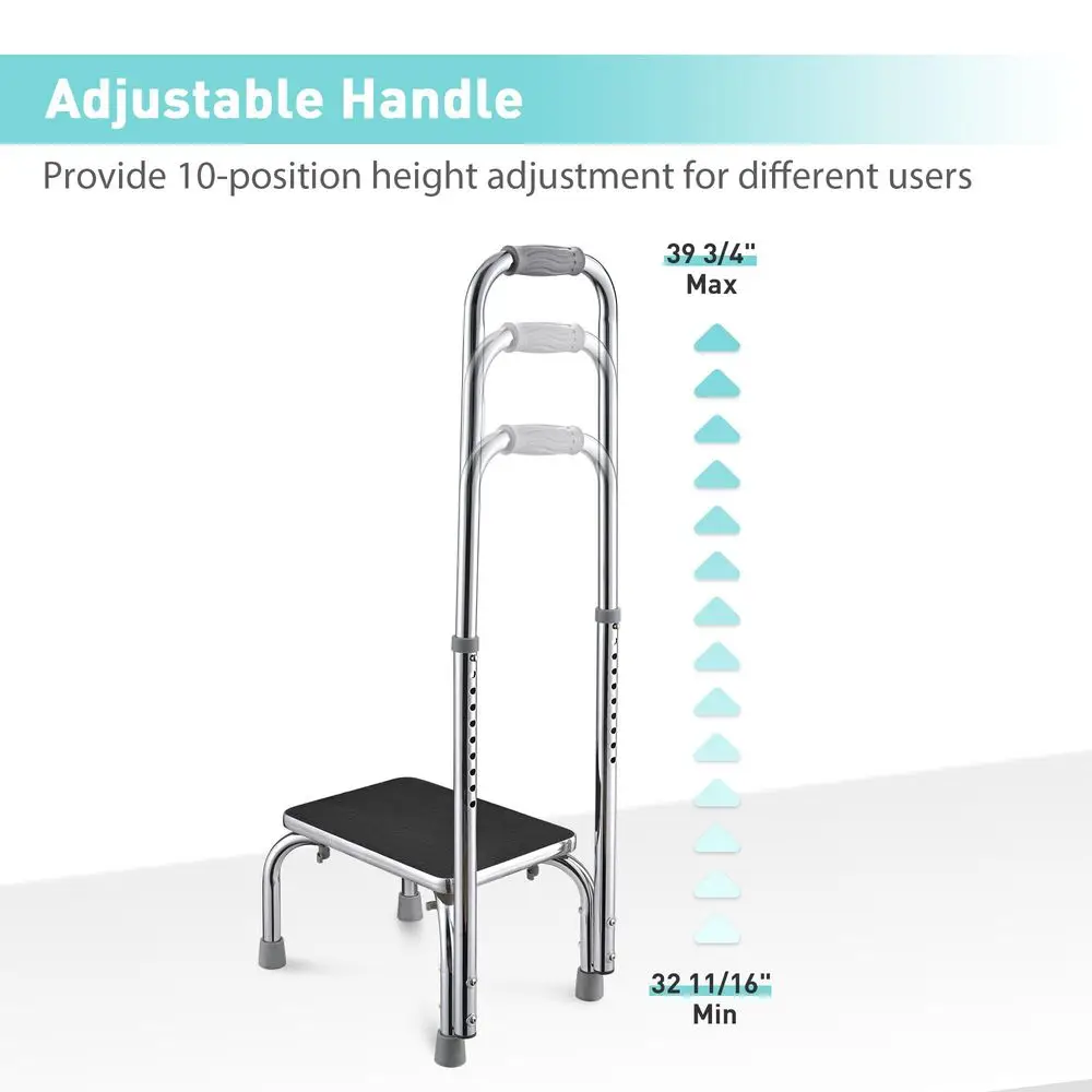 4 Packs Step Stool with Handle 10 Level Height Adjustable for Elderly 330LBS Support NonSkid Steel Foot Stool with Hand Rail
4 Packs Step Stool with Handle 10 Level Height Adjustable for Elderly 330LBS Support NonSkid Steel Foot Stool with Hand Rail