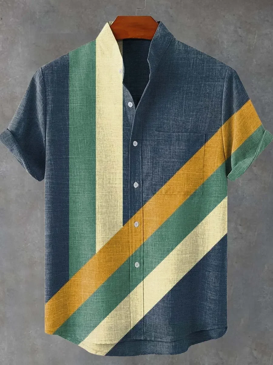 Men's linen short sleeved shirt new shirt animal pattern clothing men's top 3D color bar printed men's shirt
Men's linen short sleeved shirt new shirt animal pattern clothing men's top 3D color bar printed men's shirt