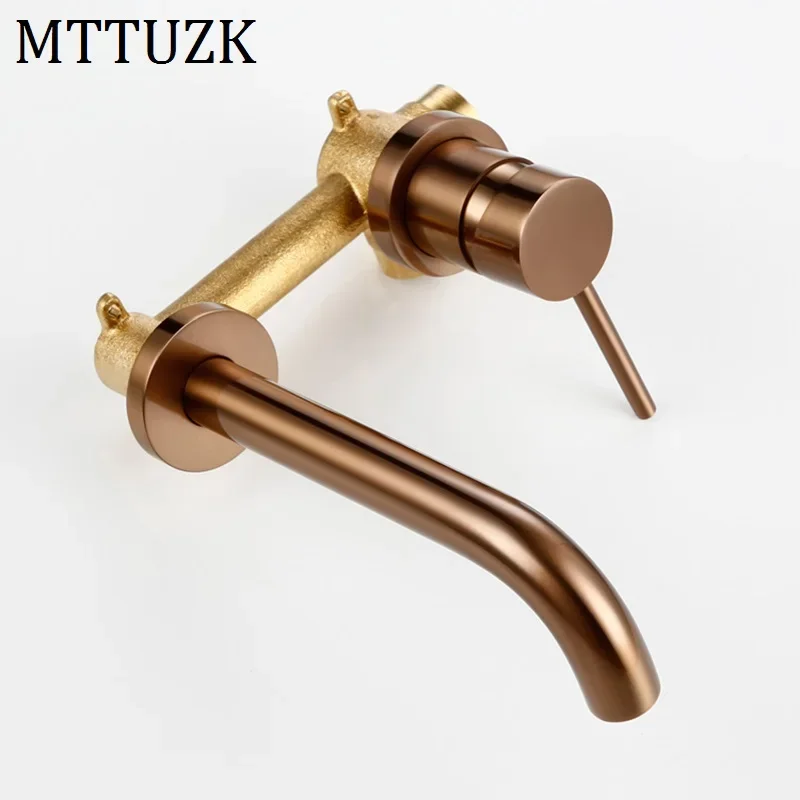 Wall Mounted Spout Basin Faucet Solid Brass Brushed Rose Gold Bathroom Bathtub Shower Mixer For Lavatory Sink Brushed gold Taps
Wall Mounted Spout Basin Faucet Solid Brass Brushed Rose Gold Bathroom Bathtub Shower Mixer For Lavatory Sink Brushed gold Taps