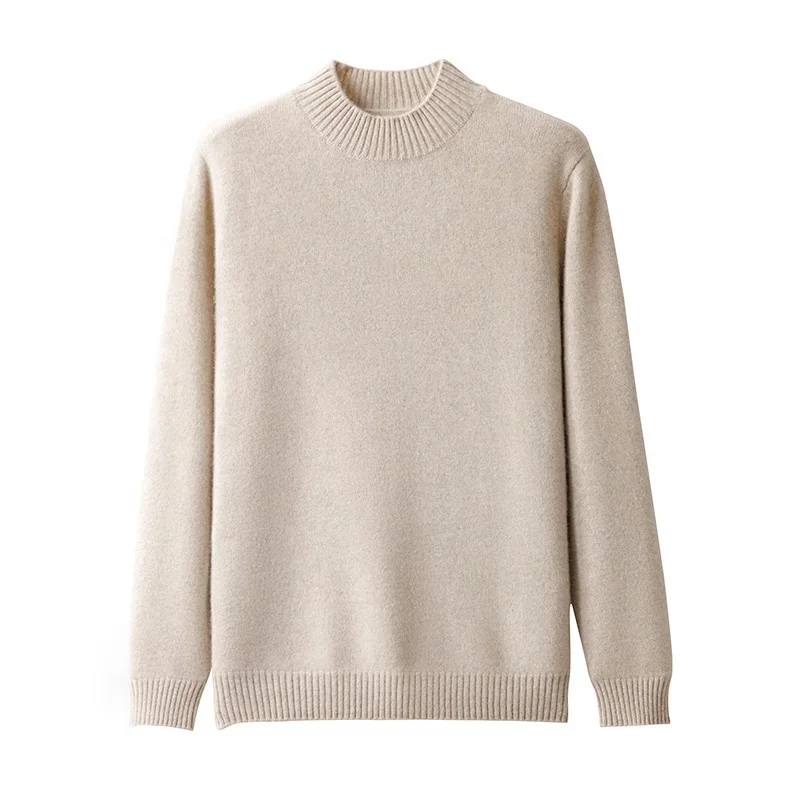 Solid color plain knitted half high neck pullover for men's sweater, thickened cashmere sweater, 100% pure cashmere sweater
Solid color plain knitted half high neck pullover for men's sweater, thickened cashmere sweater, 100% pure cashmere sweater