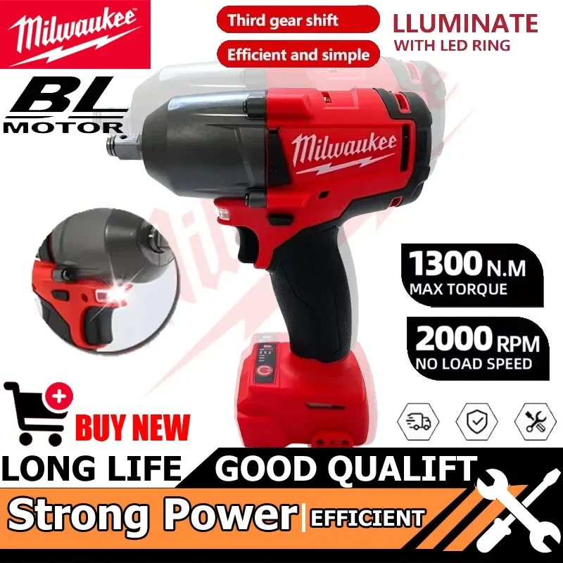 Milwaukee 18V Battery Tool 813NM Large Torque Cordless Wrench Brushless Electric Impact Wrench Repair Power Tools Car Truck
Milwaukee 18V Battery Tool 813NM Large Torque Cordless Wrench Brushless Electric Impact Wrench Repair Power Tools Car Truck