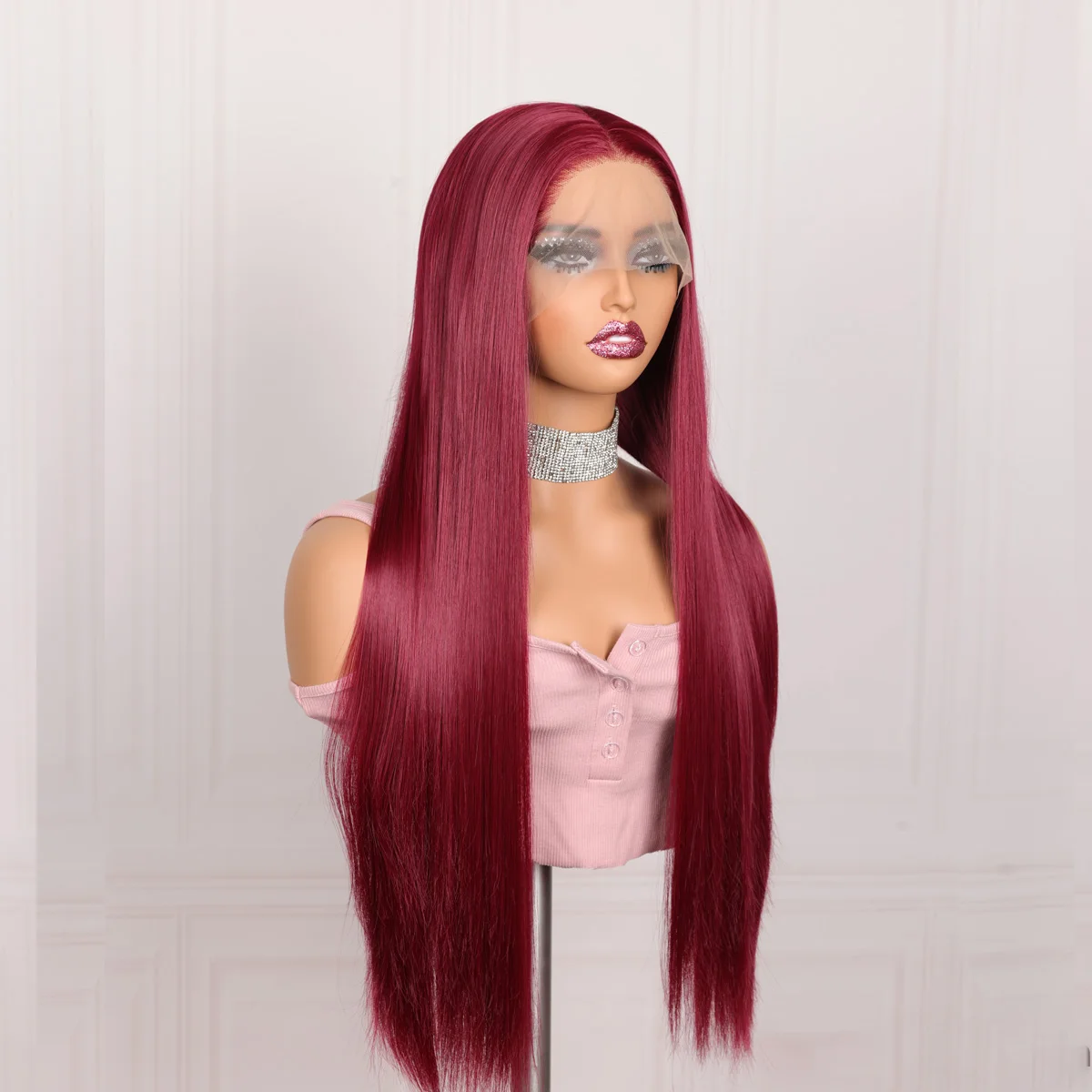 Soft 26 Inch Burgundy 180Density Glueless 99j Synthetic Long 13*4*1 Lace Front Wig For Black Women Babyhair PrePlucked Daily
Soft 26 Inch Burgundy 180Density Glueless 99j Synthetic Long 13*4*1 Lace Front Wig For Black Women Babyhair PrePlucked Daily