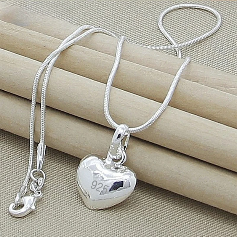 Silver Color Solid Small Heart Pendant Necklace 16-30 Inch Snake Chain For Women Wedding Charm Fashion Jewelry
Silver Color Solid Small Heart Pendant Necklace 16-30 Inch Snake Chain For Women Wedding Charm Fashion Jewelry