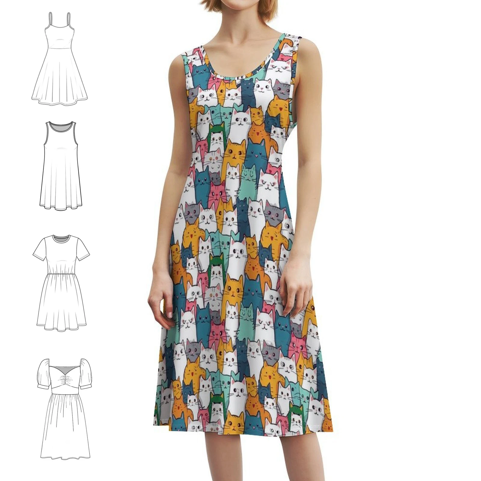 Cat Pattern Korean Style Dress For Women Elegant Casual Dress For Party Or Daily Wear Cat Cats Template Colorful Animal Woman
Cat Pattern Korean Style Dress For Women Elegant Casual Dress For Party Or Daily Wear Cat Cats Template Colorful Animal Woman