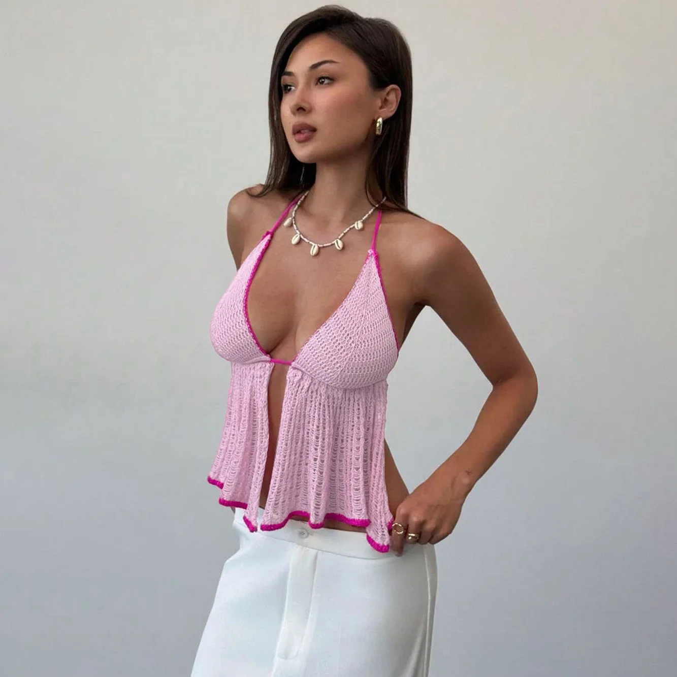 Sexy Hollow out Bal Top Beach Vaion Swimwear Crop Top for Women Slim Fit Svel V-Ne ort Length Overhead
Sexy Hollow out Bal Top Beach Vaion Swimwear Crop Top for Women Slim Fit Svel V-Ne ort Length Overhead