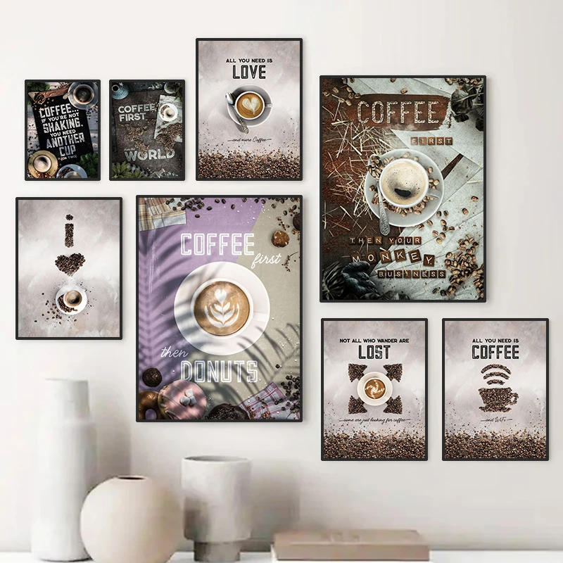 Kitchen Theme Coffee Canvas Painting Coffee Beans Poster and Print Cafe Wall Art Picture for Living Room Home Decoration Cuadros
Kitchen Theme Coffee Canvas Painting Coffee Beans Poster and Print Cafe Wall Art Picture for Living Room Home Decoration Cuadros