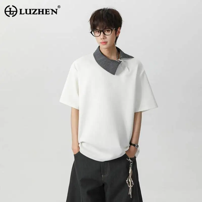 LUZHEN 2026 Summer Personalized Slant Lapel Splicing Design Short Sleeve T-shirt Men's Fashion Handsome Loose Casual Tops JY6862
LUZHEN 2026 Summer Personalized Slant Lapel Splicing Design Short Sleeve T-shirt Men's Fashion Handsome Loose Casual Tops JY6862