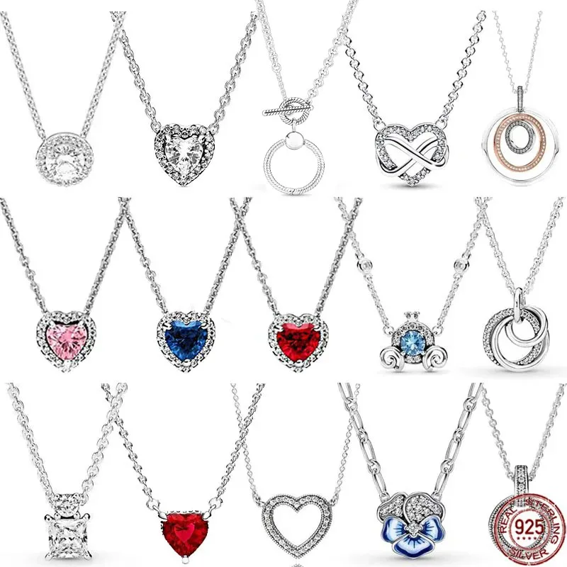 New Women's Necklace Exquisite 925 Sterling Silver Crystal Heart shaped Round Pendant Necklace Fit Design Charm Beads DlY Gift
New Women's Necklace Exquisite 925 Sterling Silver Crystal Heart shaped Round Pendant Necklace Fit Design Charm Beads DlY Gift