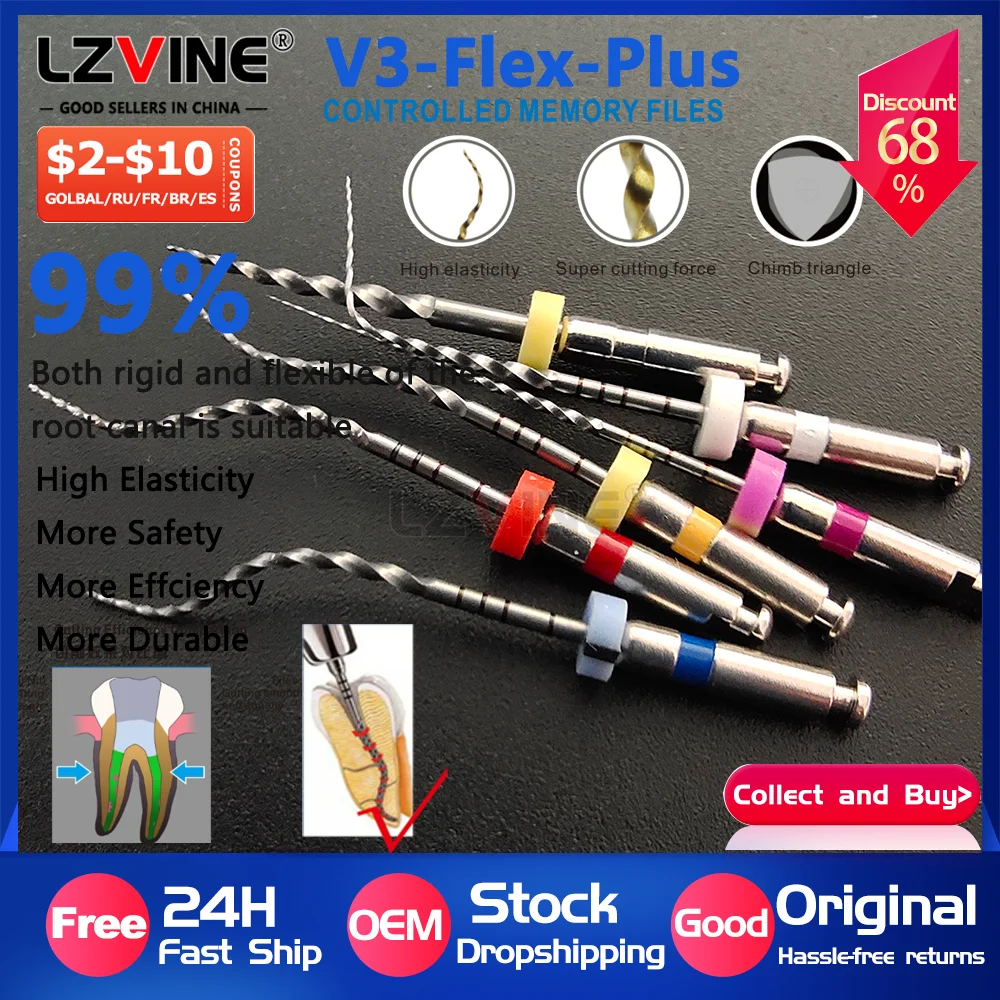 6Pcs/Pack Nickel-titanium file system Upgrade material Super cutting force Dental instruments root canal treatment endodontic
6Pcs/Pack Nickel-titanium file system Upgrade material Super cutting force Dental instruments root canal treatment endodontic