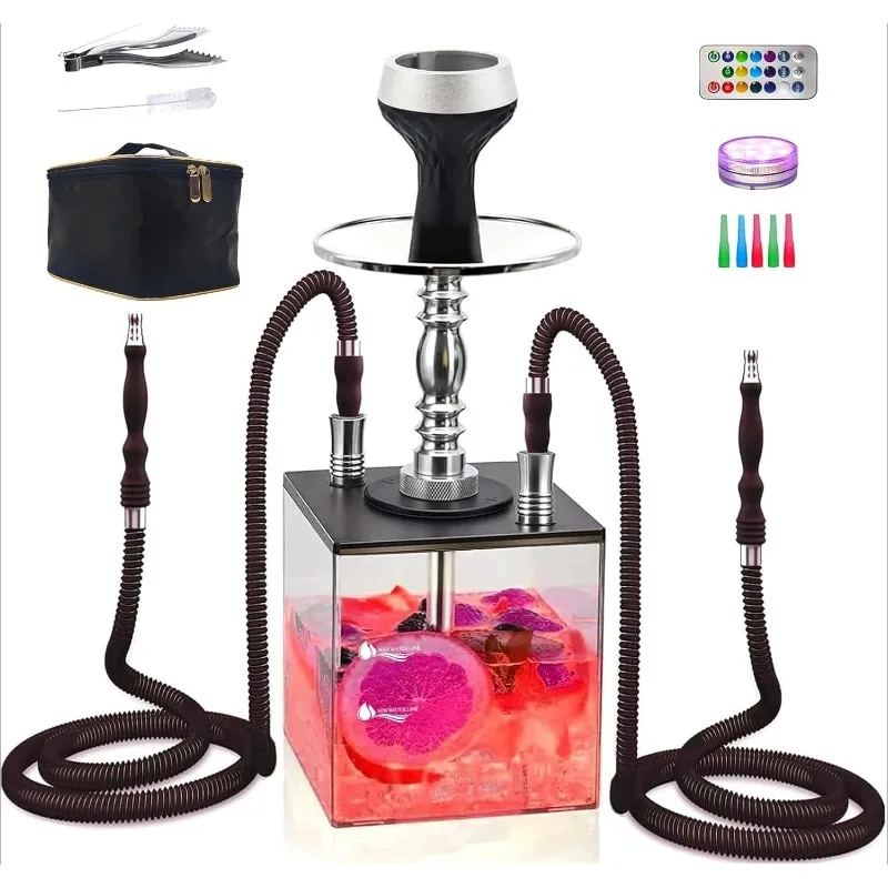 2 Hose Hookah – Square Hookah Chicha Set with Everything, Travel Hookah Kit with LED Lights and Portable Bag(Black)
2 Hose Hookah – Square Hookah Chicha Set with Everything, Travel Hookah Kit with LED Lights and Portable Bag(Black)