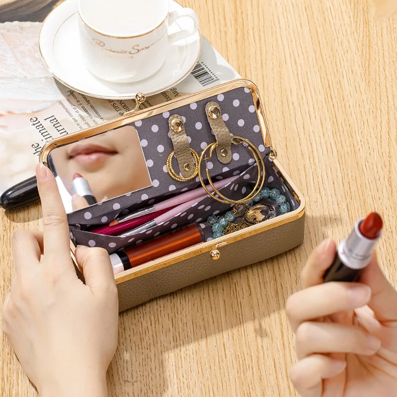 Genuine Leather Sunglasses Case with Built-in Makeup Mirror, Kiss-Lock Eyeglass Holder, Compact Cosmetic Organizer for Lipsticks
Genuine Leather Sunglasses Case with Built-in Makeup Mirror, Kiss-Lock Eyeglass Holder, Compact Cosmetic Organizer for Lipsticks