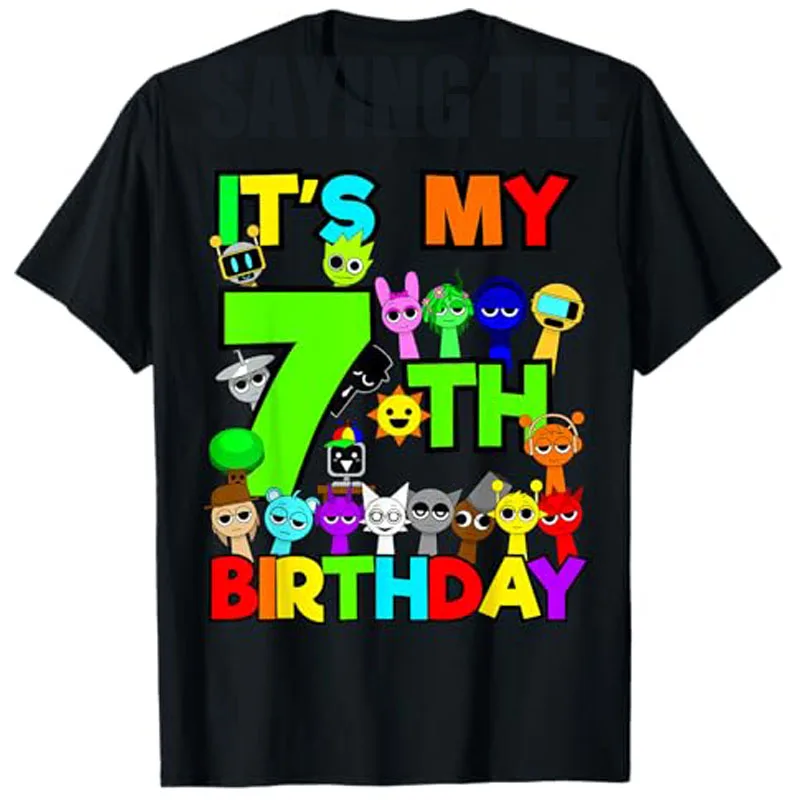 Birthday Sprunki Party Decorations 7 Year Old Girls Boys T-Shirt Cute 7th Birthday Graphic Saying Tee Y2k Outfit Novelty Gift
Birthday Sprunki Party Decorations 7 Year Old Girls Boys T-Shirt Cute 7th Birthday Graphic Saying Tee Y2k Outfit Novelty Gift