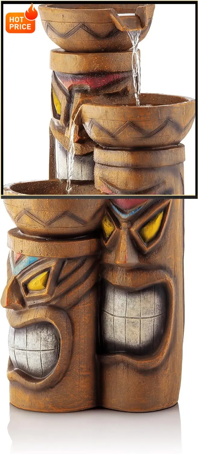 Bestseller29" H Outdoor 3-Tiered Tiki Head Bowl Waterfall Floor Fountain with Cool White LED Lights, Multicolor
Bestseller29" H Outdoor 3-Tiered Tiki Head Bowl Waterfall Floor Fountain with Cool White LED Lights, Multicolor