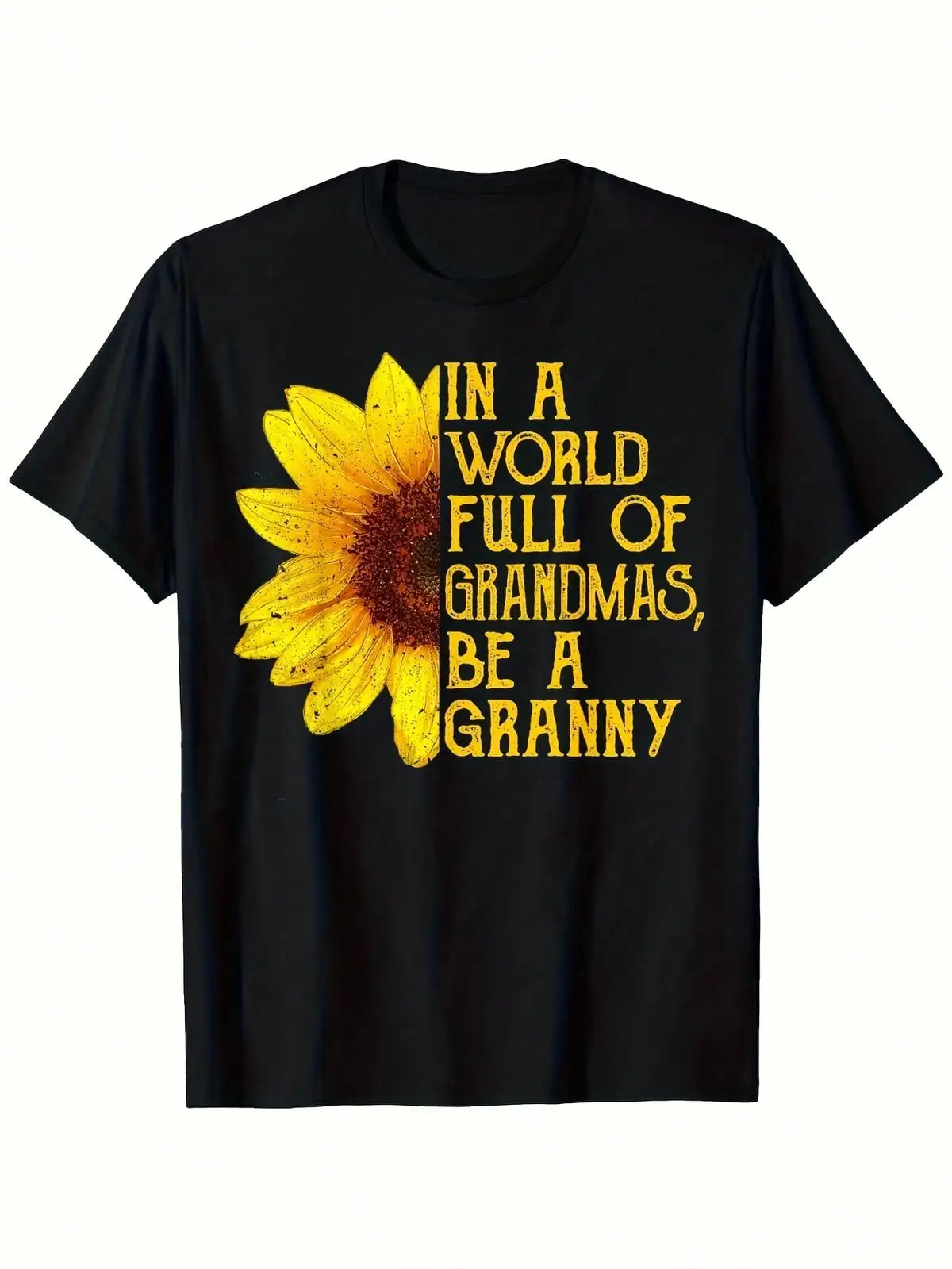 Funny Grandma Saying T-Shirt - "In A World Full Of Grandmas Be A Granny" Graphic Tee - Soft 180gsm Shirt With Bold Yellow Text & Sunflower - Lightweight Breathable Crew Neck Top For Women/Men - Birthday/Retirement Gift Idea - Sizes S-XXXL (Black)
Funny Grandma Saying T-Shirt - "In A World Full Of Grandmas Be A Granny" Graphic Tee - Soft 180gsm Shirt With Bold Yellow Text & Sunflower - Lightweight Breathable Crew Neck Top For Women/Men - Birthday/Retirement Gift Idea - Sizes S-XXXL (Black)