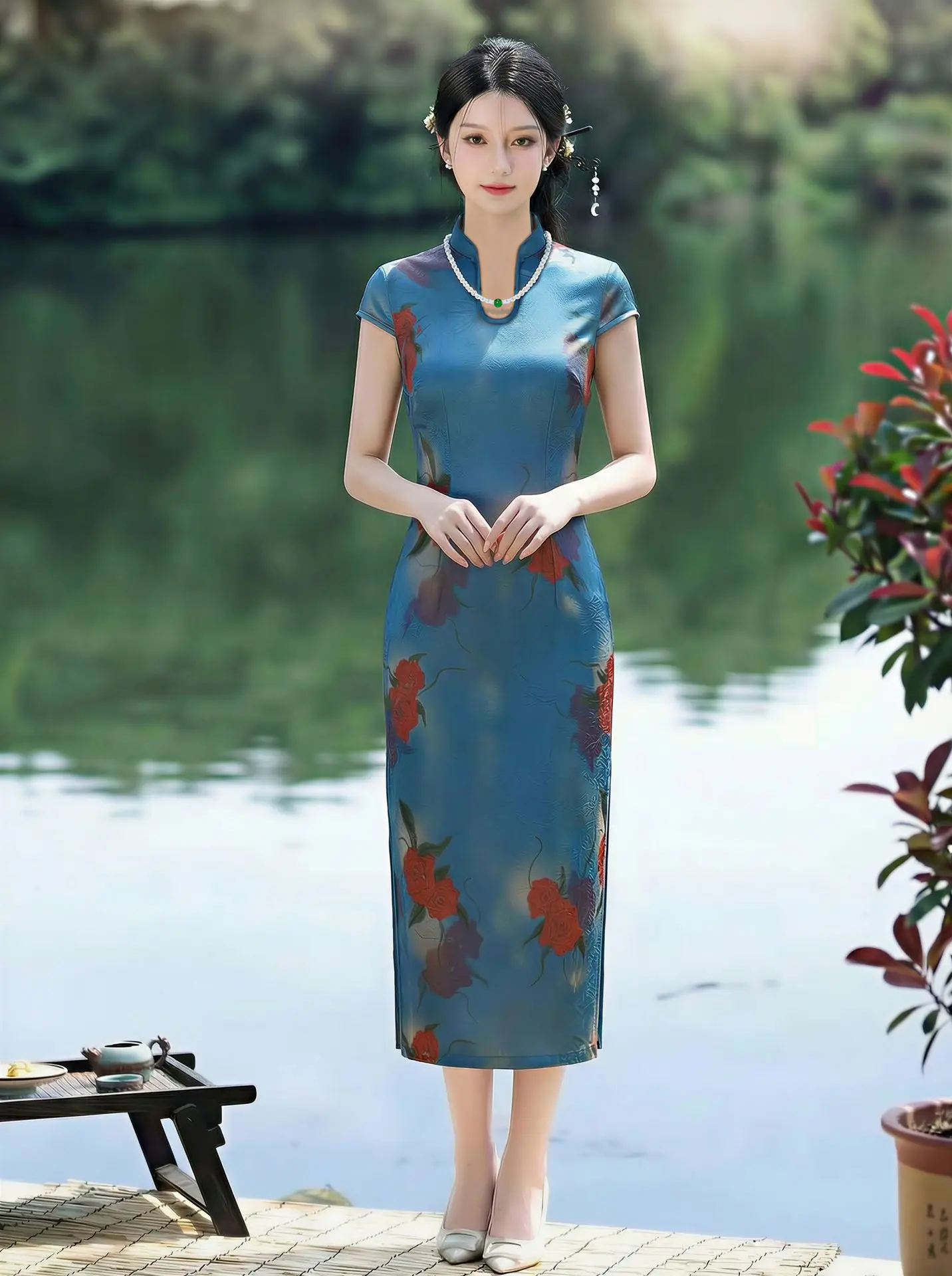 Chinese National Long Cheongsam Vintage Slim Floral Female Elegant Women Dress Traditional Qipao
Chinese National Long Cheongsam Vintage Slim Floral Female Elegant Women Dress Traditional Qipao