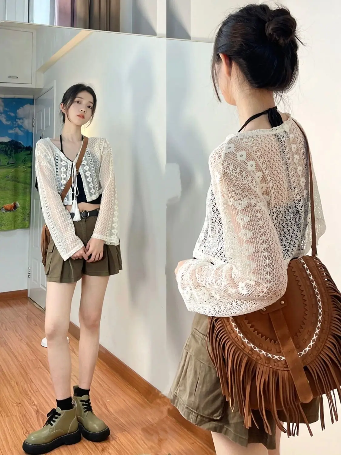 Bohemian Style Hollow out Knitted Light Weight Women's Cardigan Summer Outerwear Overalls V-Neck Long Sleeve Slim Fit Cardigan
Bohemian Style Hollow out Knitted Light Weight Women's Cardigan Summer Outerwear Overalls V-Neck Long Sleeve Slim Fit Cardigan