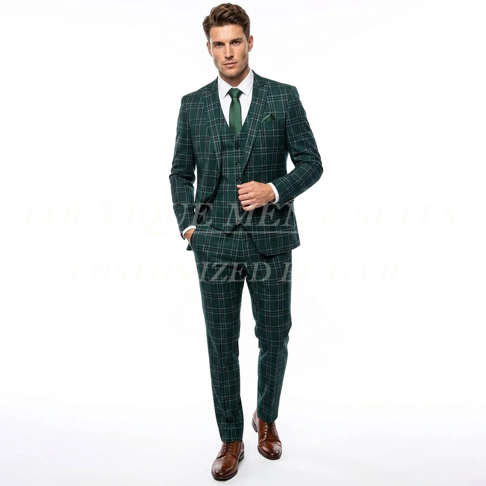 Elegant Plaid Pattern Men's Suits Slim Fit Wedding Male Clothing Customized Single Breasted Notch Lapel 3 Pcs Jacket Pants Vest
Elegant Plaid Pattern Men's Suits Slim Fit Wedding Male Clothing Customized Single Breasted Notch Lapel 3 Pcs Jacket Pants Vest