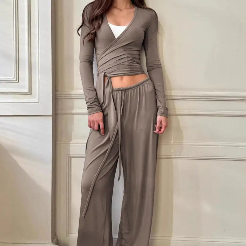 Women Knit Nightwear 2 Pcs Long Sleeves Shirt&pant Waist-Cinching Home Wear Sleepwear Autumn Home Clothes Dressing Gown Pajamas
Women Knit Nightwear 2 Pcs Long Sleeves Shirt&pant Waist-Cinching Home Wear Sleepwear Autumn Home Clothes Dressing Gown Pajamas
