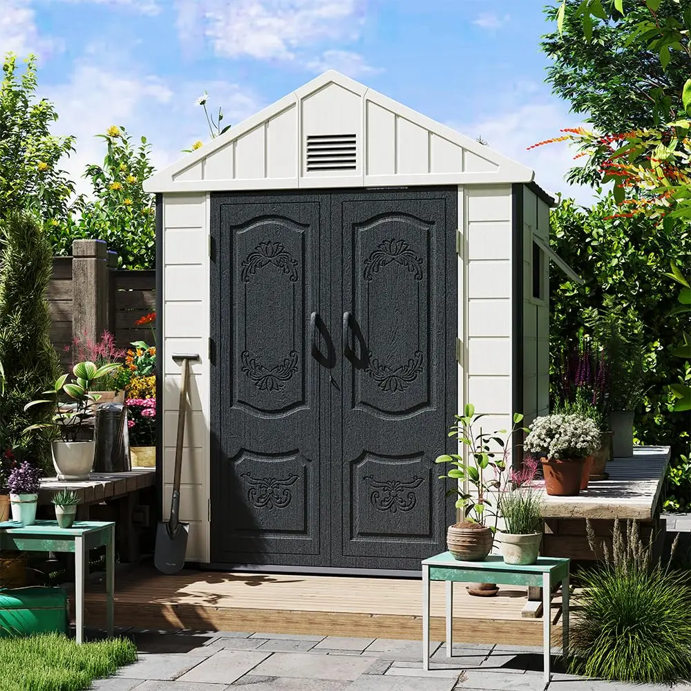 6x4 FT HDPE Outdoor Storage Shed Reinforced Floor All-Weather Lockable Door Window Backyard Patio, Customized
6x4 FT HDPE Outdoor Storage Shed Reinforced Floor All-Weather Lockable Door Window Backyard Patio, Customized