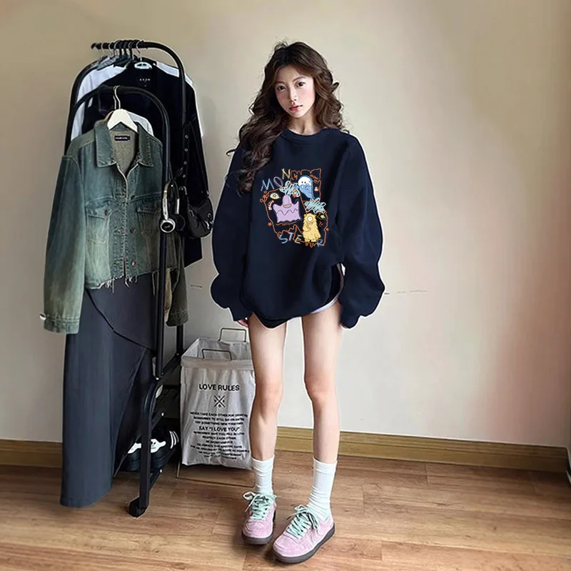 Autumn Winter Women's round Neck Fleece Lined Hoodless Sweatshirt Inner Wear Hip Hop Street Style Casual Comfortable Top
Autumn Winter Women's round Neck Fleece Lined Hoodless Sweatshirt Inner Wear Hip Hop Street Style Casual Comfortable Top