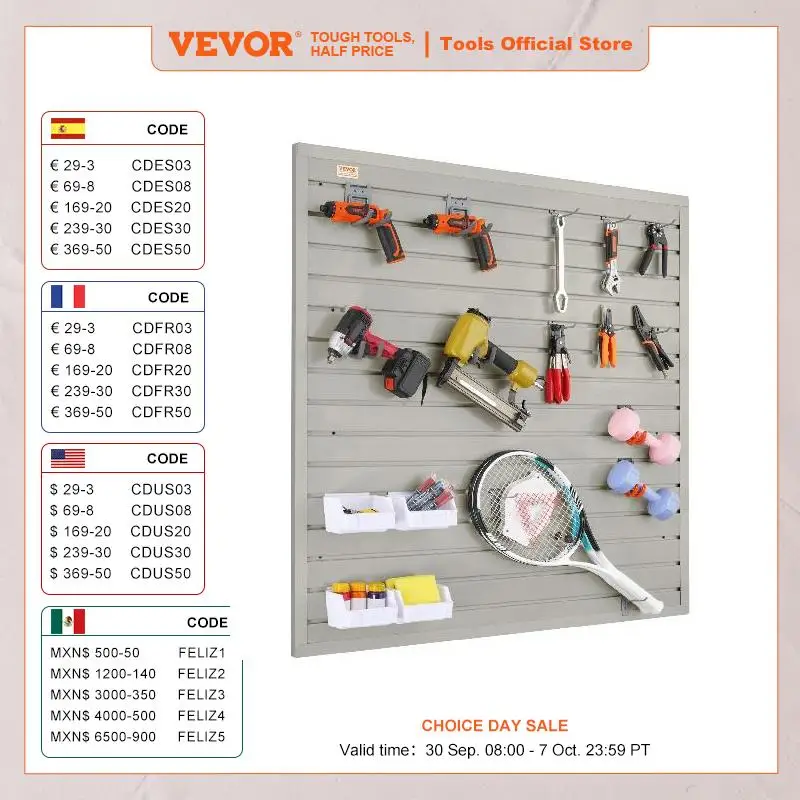 VEVOR Slatwall Panels Gray Heavy Duty Garage Wall Panels Organizer Panels Display for Retail Store Garage Wall and Craft Storage
VEVOR Slatwall Panels Gray Heavy Duty Garage Wall Panels Organizer Panels Display for Retail Store Garage Wall and Craft Storage