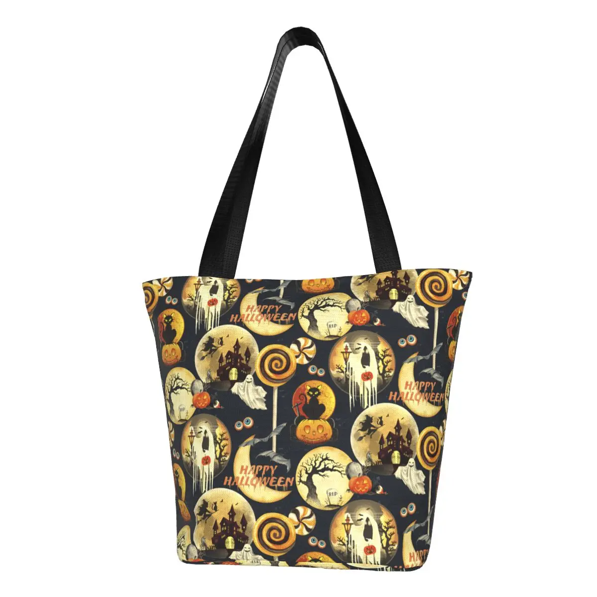 Холщовые сумки для покупок на Хэллоуин, тыквы, призраки, дом с привидениями, женские портативные сумки-шопперы для продуктов
Холщовые сумки для покупок на Хэллоуин, тыквы, призраки, дом с привидениями, женские портативные сумки-шопперы для продуктов