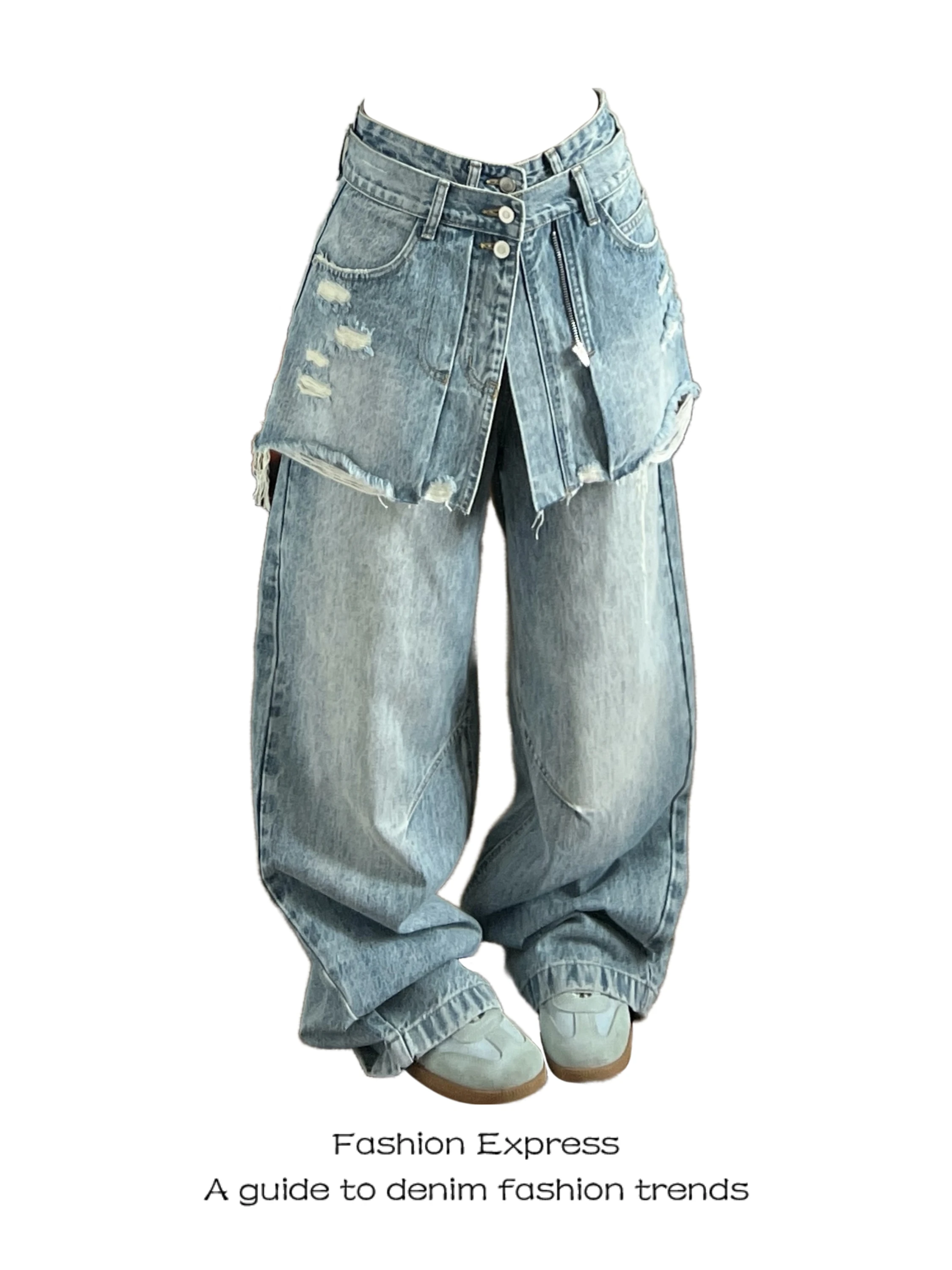 Trendy High Waist Denim Jeans Women's Frayed Two-Piece Set Casual Wide Leg Pants Wear Resistant Pure Color Spring 2026
Trendy High Waist Denim Jeans Women's Frayed Two-Piece Set Casual Wide Leg Pants Wear Resistant Pure Color Spring 2026