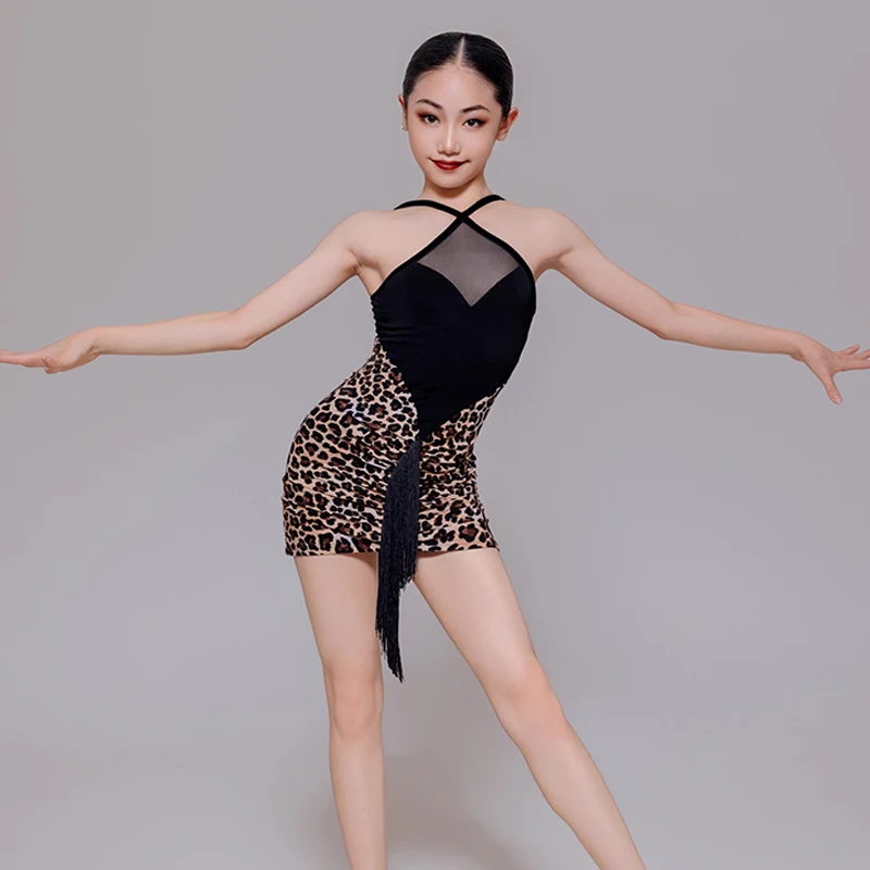 Children Mesh Splicing Leopard Practice Dress New Chacha Rumba Tango Dance Performance Costumes Girls Latin Dance Dress DQS13685
Children Mesh Splicing Leopard Practice Dress New Chacha Rumba Tango Dance Performance Costumes Girls Latin Dance Dress DQS13685