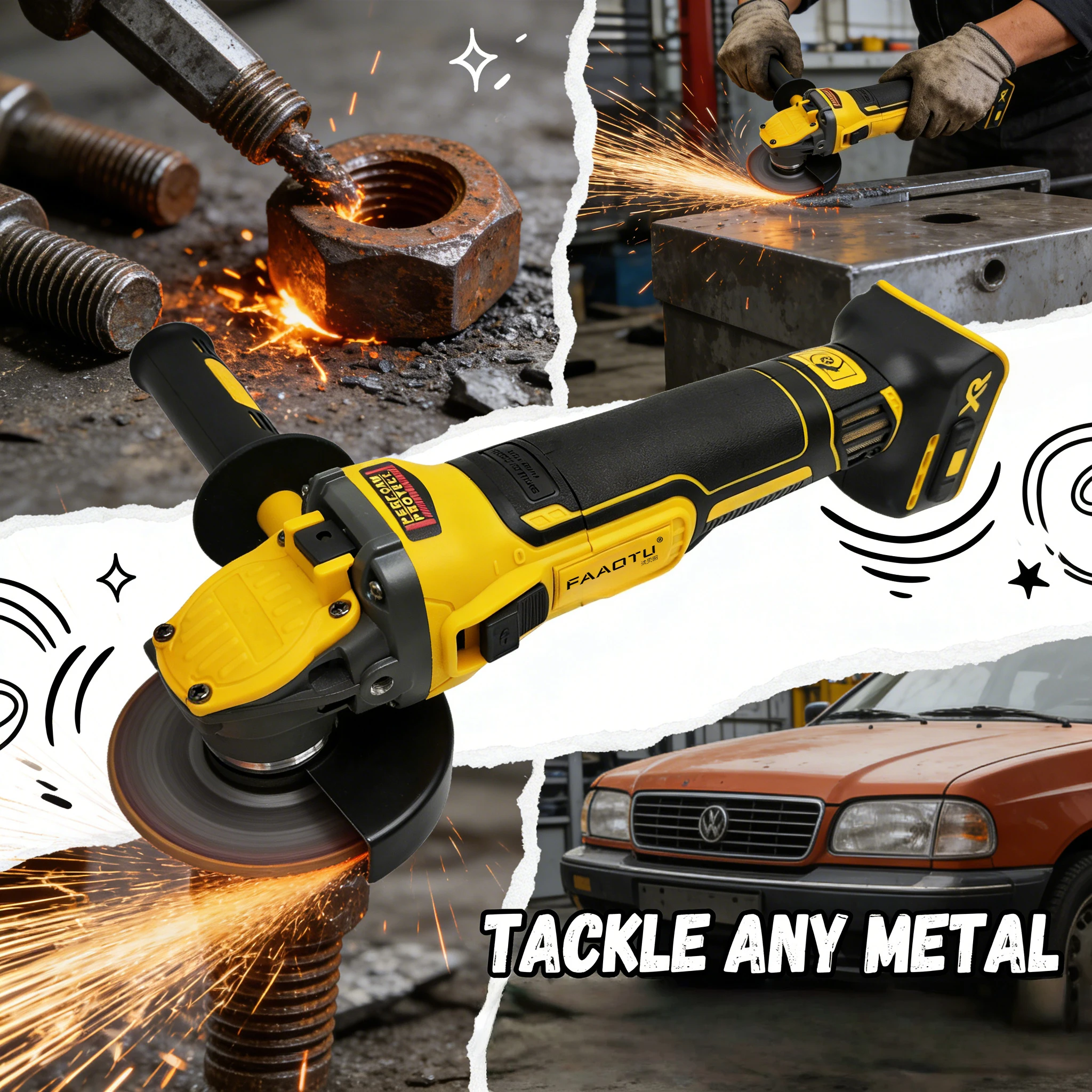 FAAOTU Angle Grinder DCG409 20V Cordless Brushless Power Tool Cutting Machine 125mm Portable Suitable for DW batteries
FAAOTU Angle Grinder DCG409 20V Cordless Brushless Power Tool Cutting Machine 125mm Portable Suitable for DW batteries