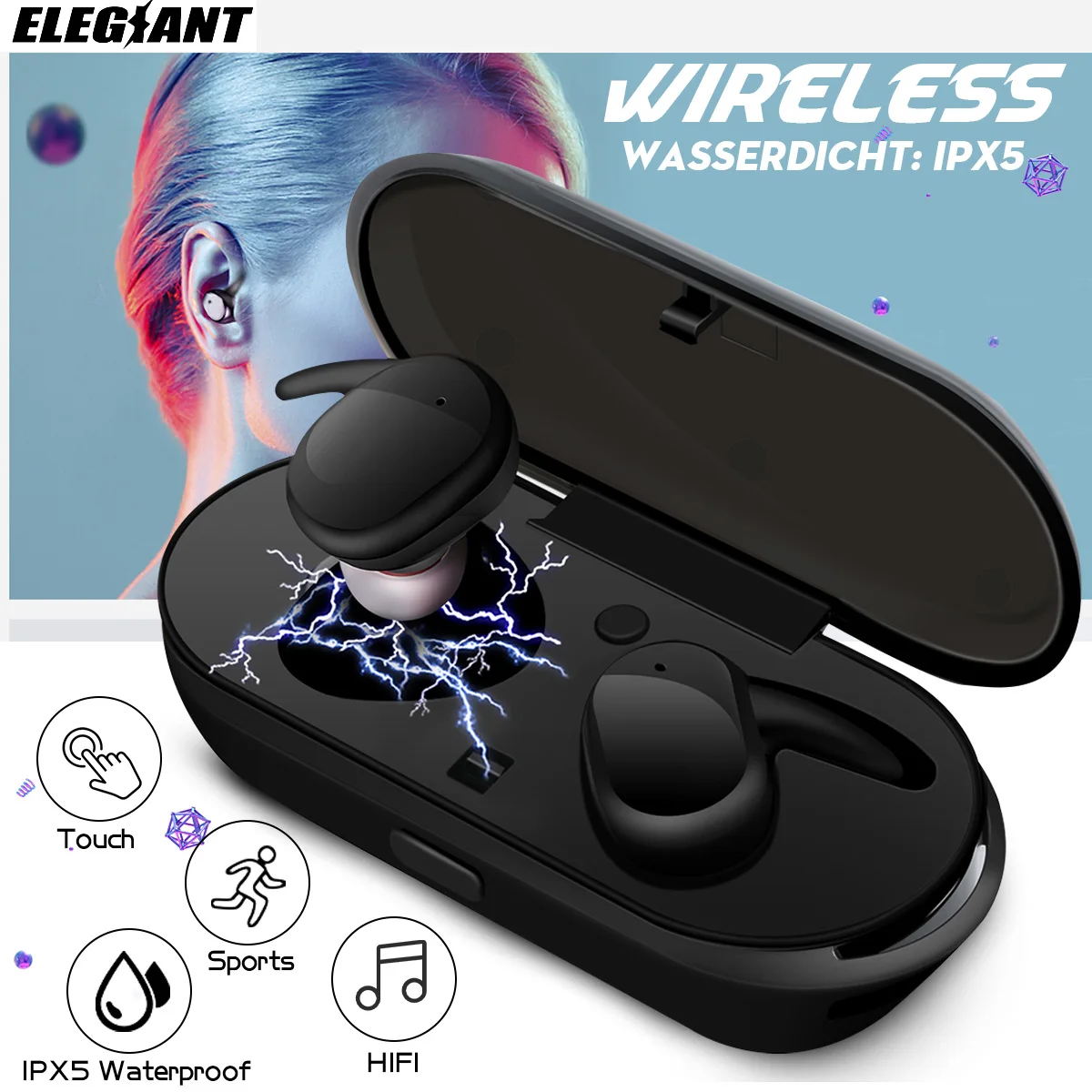 ELEGIANT TWS Bluetooth 4,0 гарнитура, беспроводные наушники, длительный срок службы, мощные басы, наушники с низкой задержкой и микрофоном для смартфона
ELEGIANT TWS Bluetooth 4,0 гарнитура, беспроводные наушники, длительный срок службы, мощные басы, наушники с низкой задержкой и микрофоном для смартфона