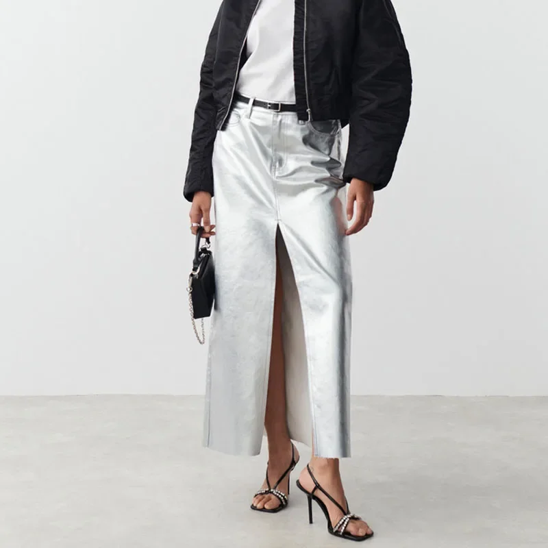 2024 Autumn New Silver Slim Bag Hip Skirt Slit PU Leather Skirt Female Elegant Sexy Commuter Women's Wear Vestidos
2024 Autumn New Silver Slim Bag Hip Skirt Slit PU Leather Skirt Female Elegant Sexy Commuter Women's Wear Vestidos