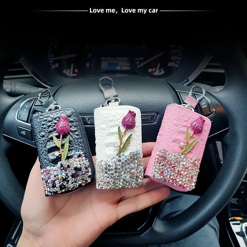 Luxury Flower Car Key Holder Storage Case Crystal Diamond Keychains Pochette Key Cover Remote Key Bag Wallet Funda Para Llave
Luxury Flower Car Key Holder Storage Case Crystal Diamond Keychains Pochette Key Cover Remote Key Bag Wallet Funda Para Llave