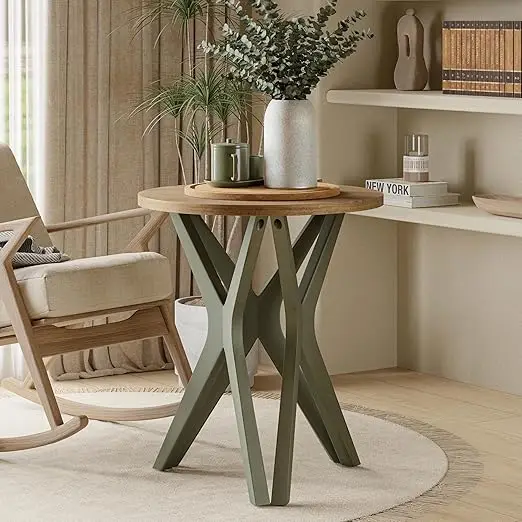 Pedestal armhouse End Table, Distred Top with Tripod Base Bede Table or Living Room, ern, Boho, Round, Sage Green
Pedestal armhouse End Table, Distred Top with Tripod Base Bede Table or Living Room, ern, Boho, Round, Sage Green