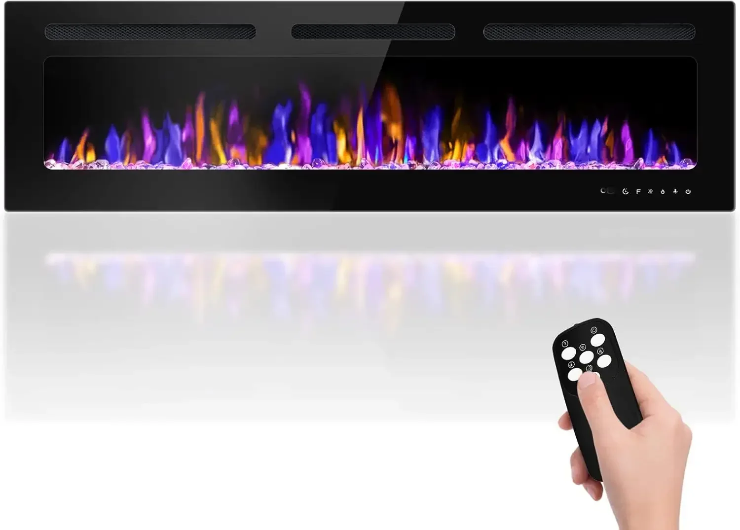 60" Electric Fireplace Wall Mounted and Recessed with Remote Control, 750/1500W Ultra-Thin Wall Fireplace Heater W/Timer
60" Electric Fireplace Wall Mounted and Recessed with Remote Control, 750/1500W Ultra-Thin Wall Fireplace Heater W/Timer