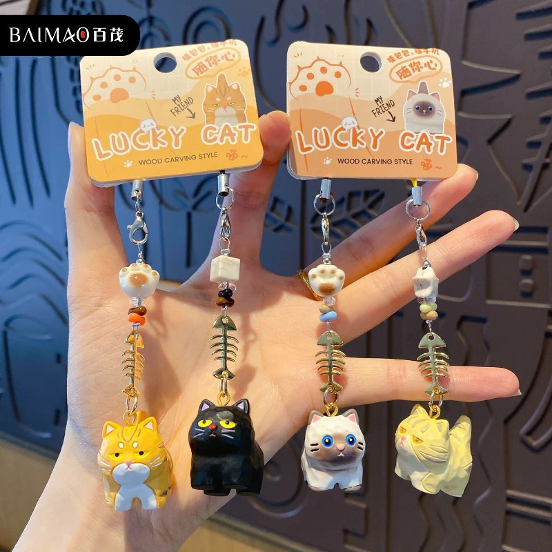New Original Cat Keychain Wood Carving Style Resin Cute Cat Pendant Backpack Phone Chain Bag Charm Couple Ornament
New Original Cat Keychain Wood Carving Style Resin Cute Cat Pendant Backpack Phone Chain Bag Charm Couple Ornament