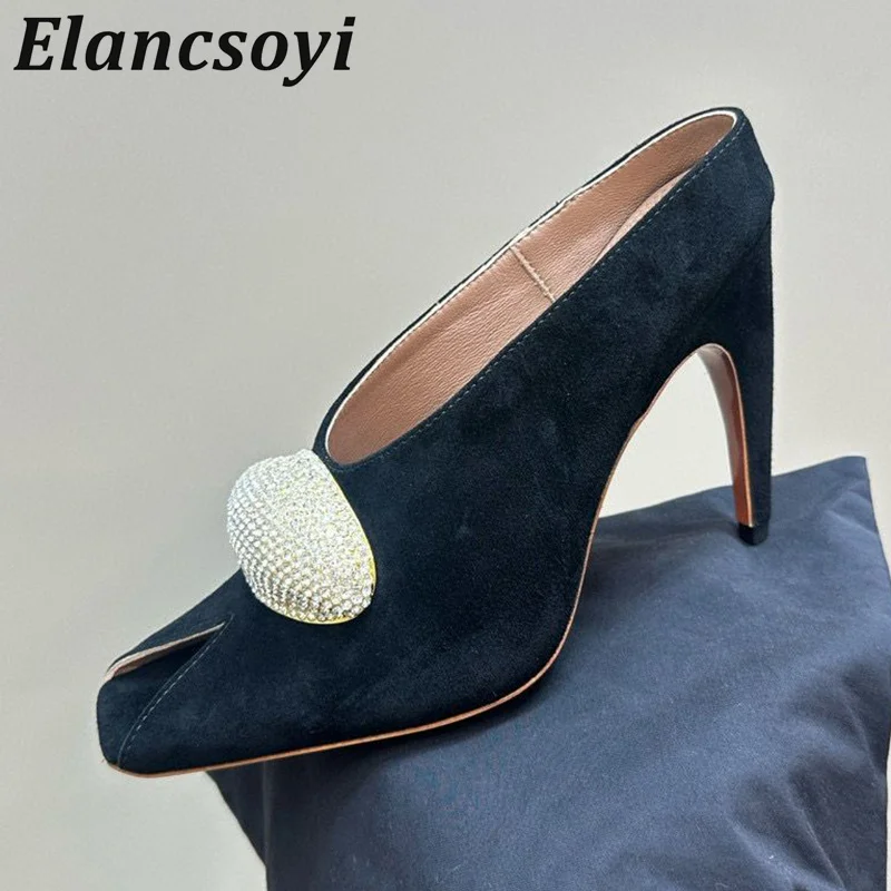 Cow Suede Open Toed Thin Heel Slippers Women Bling Bling Sparkling Crystal Decorative Sandals Spring Leisure Vacation Lazy Mules
Cow Suede Open Toed Thin Heel Slippers Women Bling Bling Sparkling Crystal Decorative Sandals Spring Leisure Vacation Lazy Mules