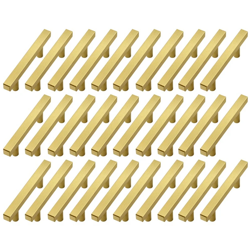 30Pack Gold Cabinet Handles Brass Cabinet Pulls Square Drawer Pulls For Cabinets And Drawers, 5Inch
30Pack Gold Cabinet Handles Brass Cabinet Pulls Square Drawer Pulls For Cabinets And Drawers, 5Inch