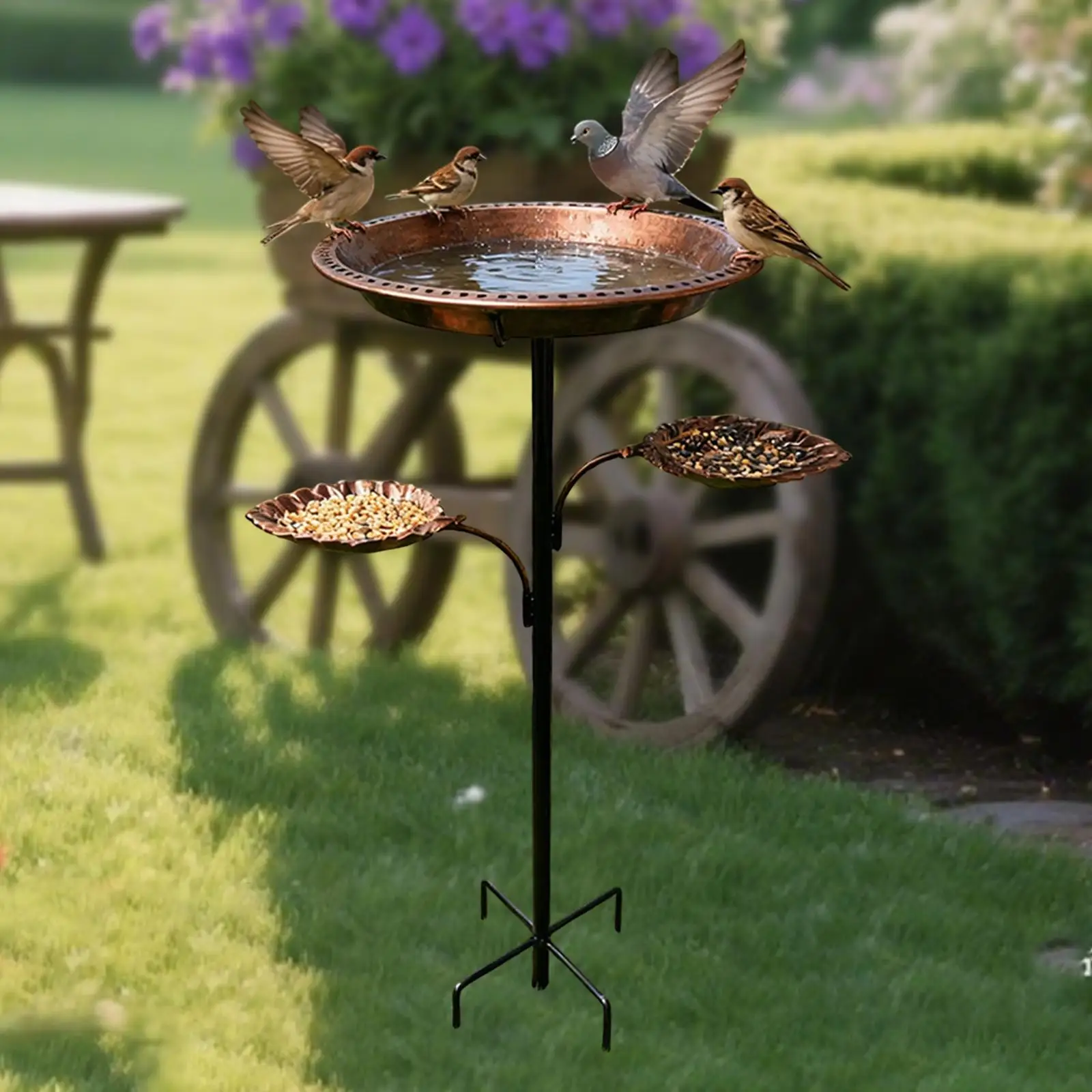 Metal Outside Bird Bath Garden Bird Feeder Iron Weatherproof Birdbath Vintage Design for Backyard Lawn Standing Decor
Metal Outside Bird Bath Garden Bird Feeder Iron Weatherproof Birdbath Vintage Design for Backyard Lawn Standing Decor