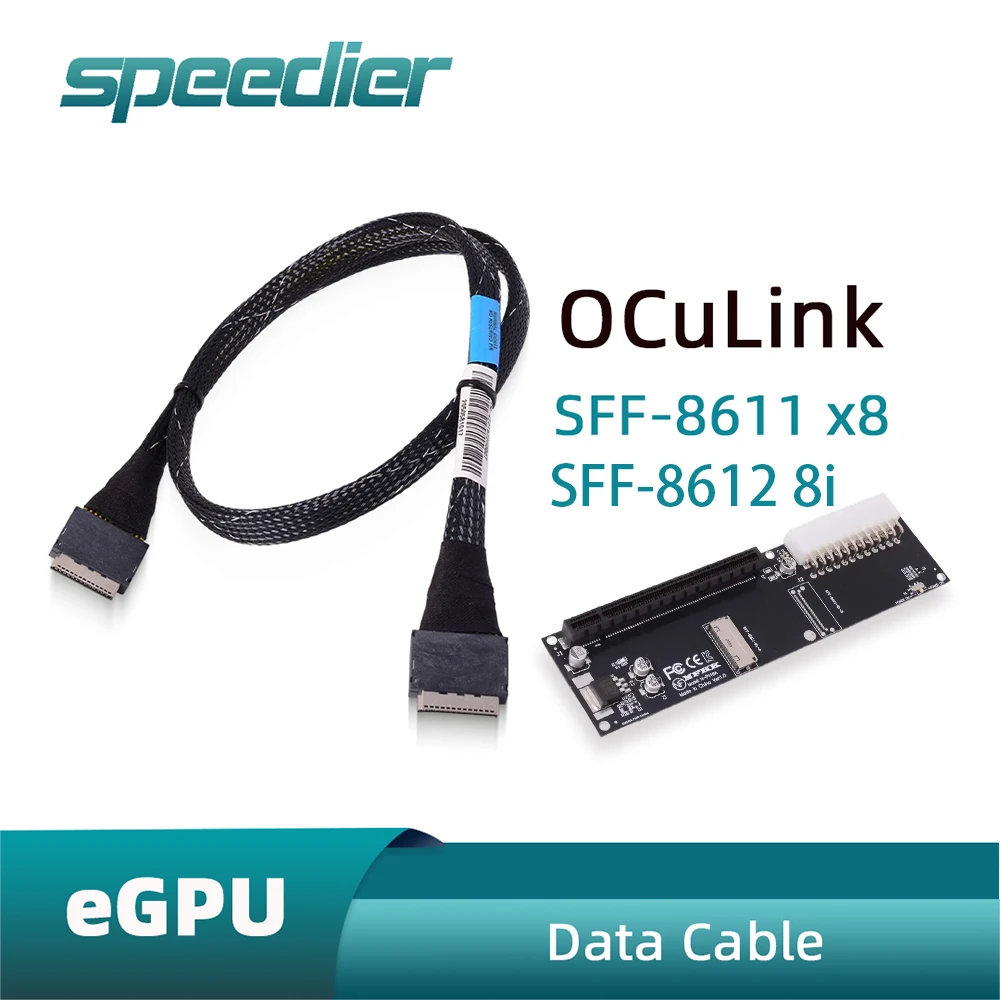 Oculink 8X SFF-8611 SFF-8612 8i To PCIE 4.0 X16 Adapter Card Gen4 External Graphics Card Cable for eGPU Adapter ATX 24 Pin Power
Oculink 8X SFF-8611 SFF-8612 8i To PCIE 4.0 X16 Adapter Card Gen4 External Graphics Card Cable for eGPU Adapter ATX 24 Pin Power