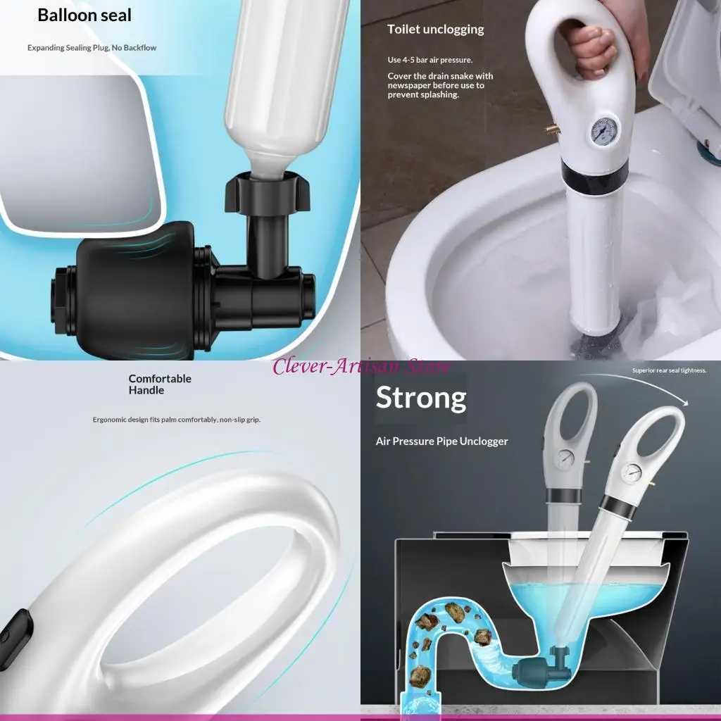 E06B Professional Toilet Drain Cleaner Tool Adjustable Air Pressure Clog Remover
E06B Professional Toilet Drain Cleaner Tool Adjustable Air Pressure Clog Remover