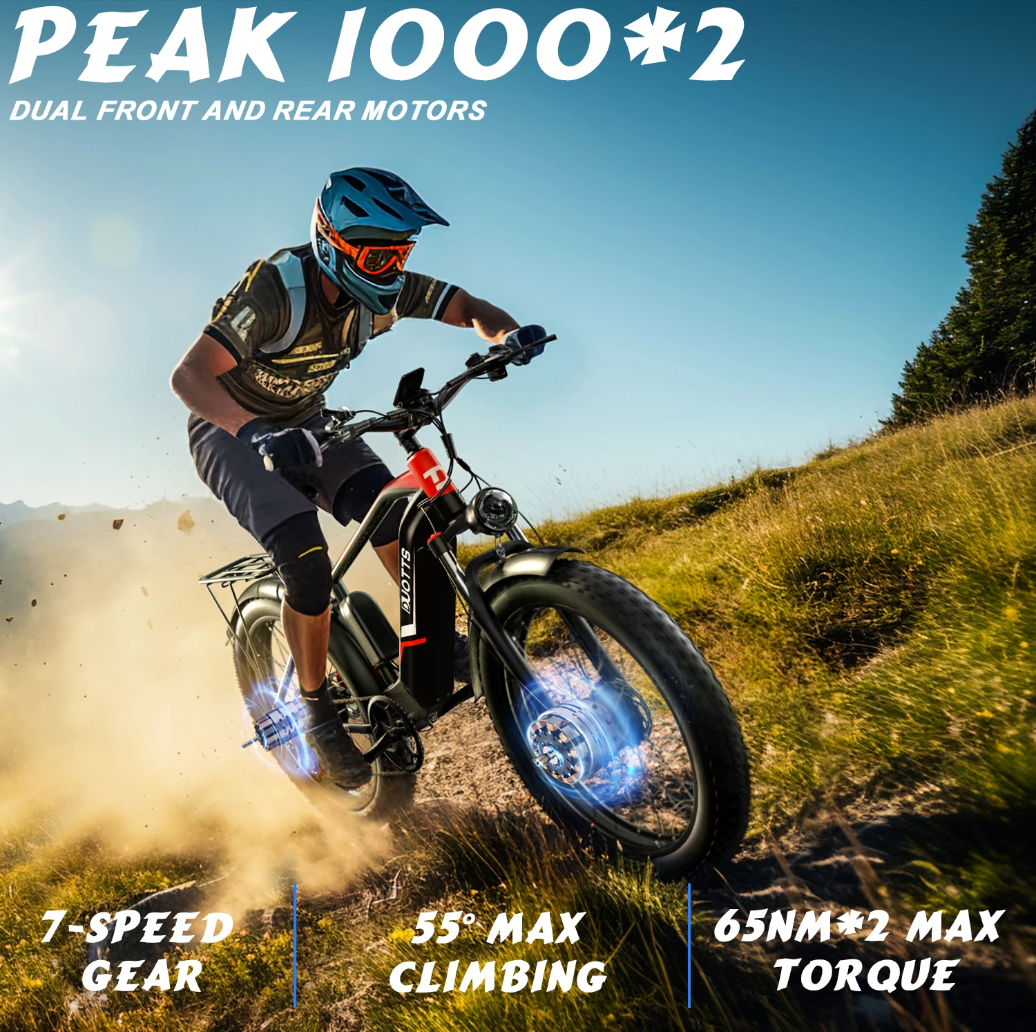 EU US UK Stock Duotts F26 Peak 1000*2 Dual Motor Electric Bicycle E Bike Dirt Mountain Fat Tire Ebike E-Bike Bicicleta Electrica
EU US UK Stock Duotts F26 Peak 1000*2 Dual Motor Electric Bicycle E Bike Dirt Mountain Fat Tire Ebike E-Bike Bicicleta Electrica