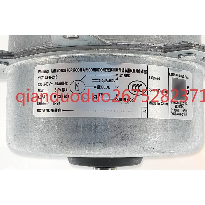 Applicable to Wailing YKT - 48-6-219 - 1 air conditioner outdoor cooling fan AC220 single phase asynchronous motor 38W
Applicable to Wailing YKT - 48-6-219 - 1 air conditioner outdoor cooling fan AC220 single phase asynchronous motor 38W