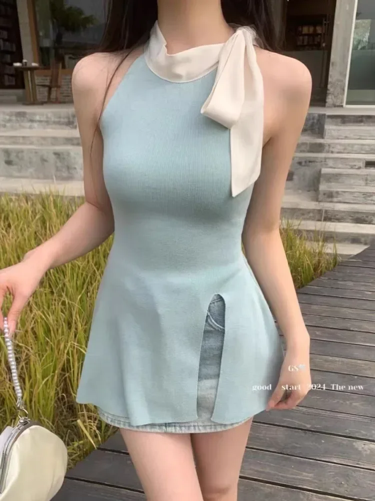 French Vintage Sweater Fashion Casual Knitted Camisole Women 2024 Summer New High Street Bow Lace-up Sexy Slim Split Vest Tops
French Vintage Sweater Fashion Casual Knitted Camisole Women 2024 Summer New High Street Bow Lace-up Sexy Slim Split Vest Tops