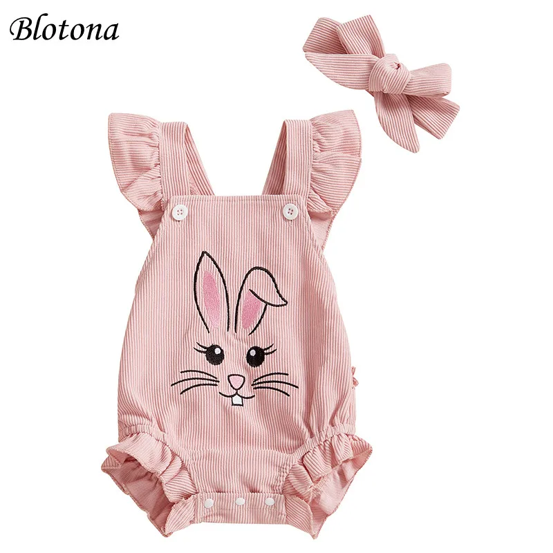 Blotona Newborn Baby Girl Easter Outfit, Cute Rabbit Embroidery Fly Sleeve Square Neck Romper with Hairband Set for Casual Daily
Blotona Newborn Baby Girl Easter Outfit, Cute Rabbit Embroidery Fly Sleeve Square Neck Romper with Hairband Set for Casual Daily