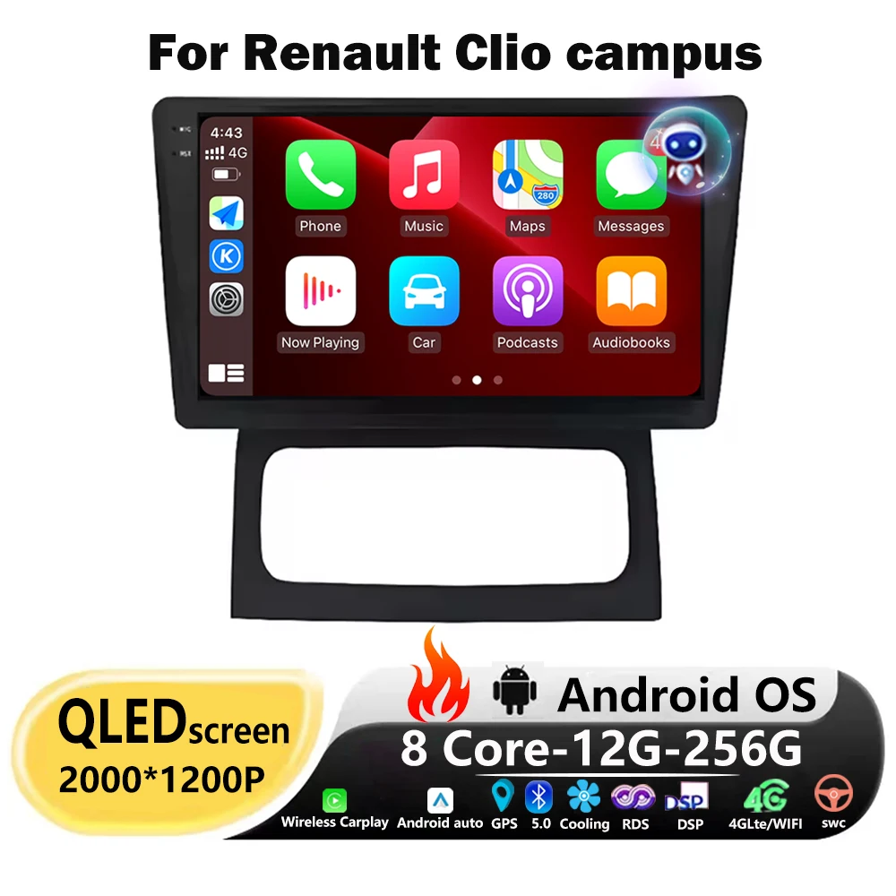 Wireless Carplay For Renault Clio campus Android 16 Auto Car Radio Navigation GPS Multimedia Video Player QLED Touch Screen 9''
Wireless Carplay For Renault Clio campus Android 16 Auto Car Radio Navigation GPS Multimedia Video Player QLED Touch Screen 9''