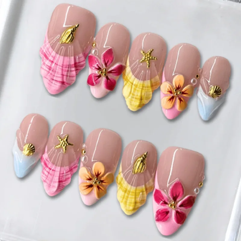 24PCS Pink Yellow 3D Flower French Press on Nails Sweet Shell Seastar Nude Almond Fake Nails for Women Wearable Manicure Fashion
24PCS Pink Yellow 3D Flower French Press on Nails Sweet Shell Seastar Nude Almond Fake Nails for Women Wearable Manicure Fashion