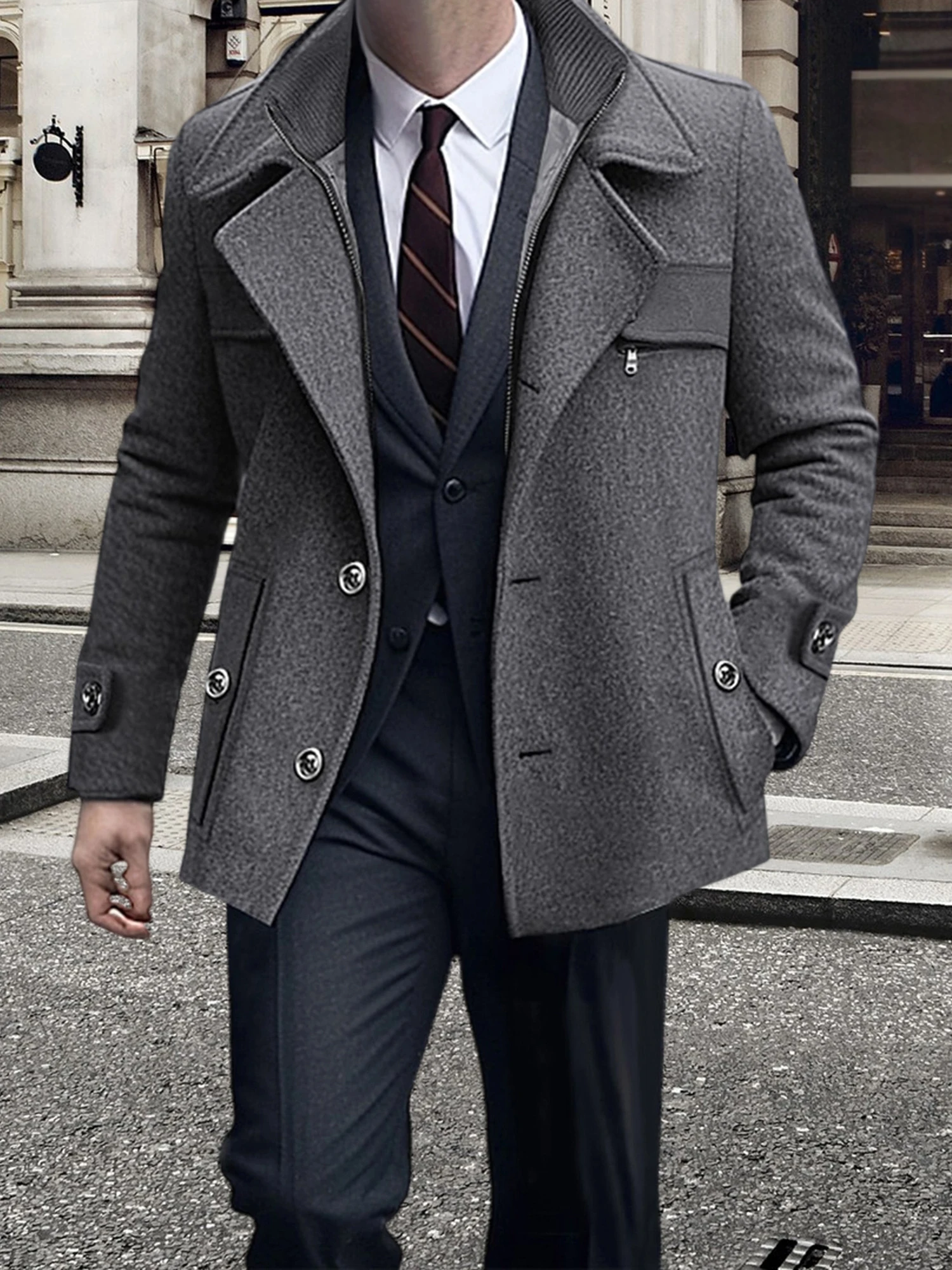 Мужское классическое полушерстяное пальто с зубчатыми лацканами, зимняя теплая однотонная куртка с длинными рукавами, пальто на пуговицах
Мужское классическое полушерстяное пальто с зубчатыми лацканами, зимняя теплая однотонная куртка с длинными рукавами, пальто на пуговицах